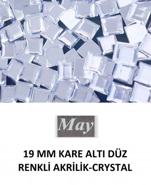 19 MM KARE ALTI DÜZ RENKLİ AKRİLİK-CRYSTAL