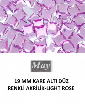 19 MM KARE ALTI DÜZ RENKLİ AKRİLİK-LIGHT ROSE