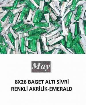 8X26 BAGET ALTI SİVRİ RENKLİ AKRİLİK-EMERALD