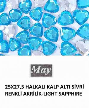 25X27,5 HALKALI KALP ALTI SİVRİ RENKLİ AKRİLİK-LIGHT SAPPHIRE