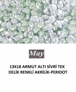 13X18 ARMUT ALTI SİVRİ TEK DELİK RENKLİ AKRİLİK-PERIDOT