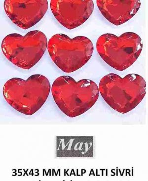 35X43 MM KALP ALTI SİVRİ RENKLİ AKRİLİK-LIGHT SIAM