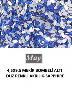 4,5X9,5 MEKİK BOMBELİ ALTI DÜZ RENKLİ AKRİLİK-SAPPHIRE