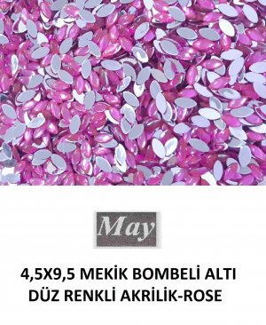 4,5X9,5 MEKİK BOMBELİ ALTI DÜZ RENKLİ AKRİLİK-ROSE