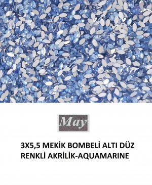 3X5,5 MEKİK BOMBELİ ALTI DÜZ RENKLİ AKRİLİK-AQUAMARINE