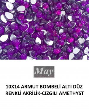 10X14 ARMUT BOMBELİ ALTI DÜZ RENKLİ AKRİLİK-CIZGILI AMETHYST