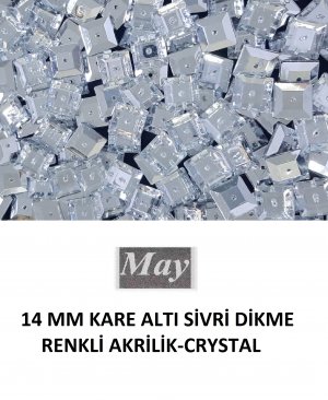 14 MM KARE ALTI SİVRİ DİKME RENKLİ AKRİLİK-CRYSTAL