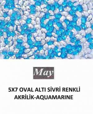 5X7 OVAL ALTI SİVRİ RENKLİ AKRİLİK-AQUAMARINE
