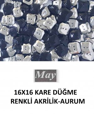 16X16 KARE DÜĞME RENKLİ AKRİLİK-AURUM