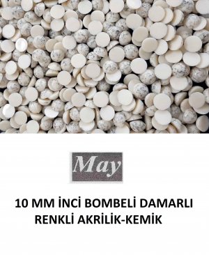 10 MM İNCİ BOMBELİ DAMARLI RENKLİ AKRİLİK-KEMİK