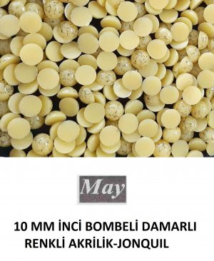 10 MM İNCİ BOMBELİ DAMARLI RENKLİ AKRİLİK-JONQUIL