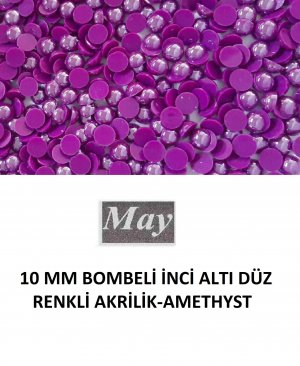 10 MM BOMBELİ İNCİ ALTI DÜZ RENKLİ AKRİLİK-AMETHYST