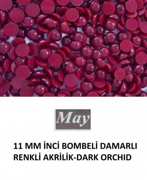 11 MM İNCİ BOMBELİ DAMARLI RENKLİ AKRİLİK-DARK ORCHID