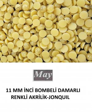 11 MM İNCİ BOMBELİ DAMARLI RENKLİ AKRİLİK-JONQUIL