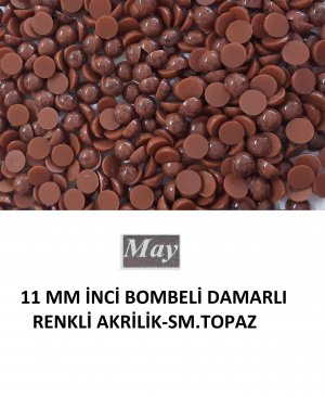 11 MM İNCİ BOMBELİ DAMARLI RENKLİ AKRİLİK-SM.TOPAZ