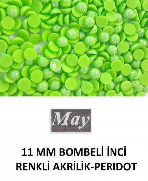 11 MM BOMBELİ İNCİ RENKLİ AKRİLİK-PERIDOT