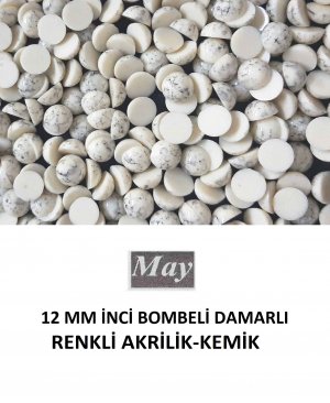12 MM İNCİ BOMBELİ DAMARLI RENKLİ AKRİLİK-KEMİK