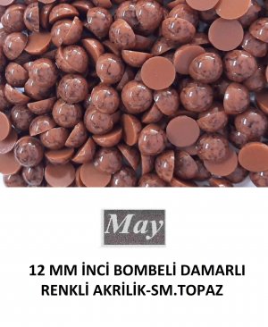 12 MM İNCİ BOMBELİ DAMARLI RENKLİ AKRİLİK-SM.TOPAZ