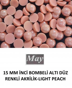 15 MM İNCİ BOMBELİ ALTI DÜZ RENKLİ AKRİLİK-LIGHT PEACH