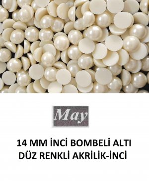 14 MM İNCİ BOMBELİ ALTI DÜZ RENKLİ AKRİLİK-İNCİ