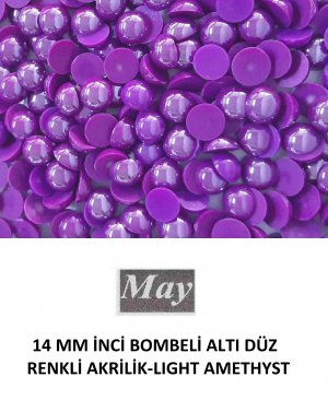 14 MM İNCİ BOMBELİ ALTI DÜZ RENKLİ AKRİLİK-LIGHT AMETHYST