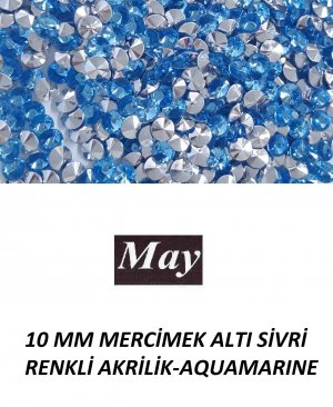 10 MM MERCİMEK ALTI SİVRİ RENKLİ AKRİLİK-AQUAMARINE