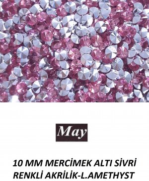 10 MM MERCİMEK ALTI SİVRİ RENKLİ AKRİLİK-LIGHT AMETHYST