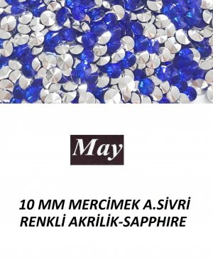 10 MM MERCİMEK ALTI SİVRİ RENKLİ AKRİLİK-SAPPHIRE