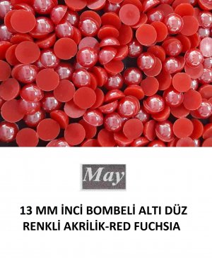 13 MM İNCİ BOMBELİ ALTI DÜZ RENKLİ AKRİLİK-RED FUCHSIA