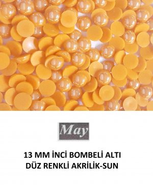 13 MM İNCİ BOMBELİ ALTI DÜZ RENKLİ AKRİLİK-SUN
