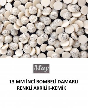 14 MM İNCİ BOMBELİ DAMARLI RENKLİ AKRİLİK-KEMİK