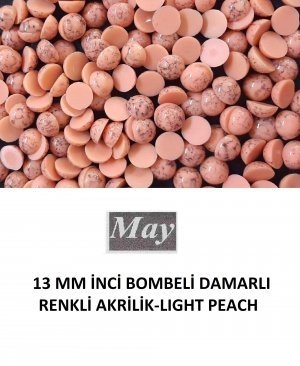 13 MM İNCİ BOMBELİ DAMARLI RENKLİ AKRİLİK-LIGHT PEACH