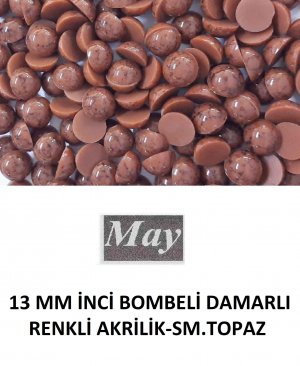 13 MM İNCİ BOMBELİ DAMARLI RENKLİ AKRİLİK-SM.TOPAZ