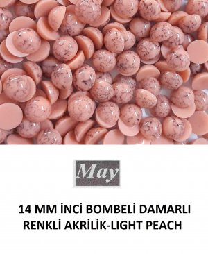 14 MM İNCİ BOMBELİ DAMARLI RENKLİ AKRİLİK-LIGHT PEACH