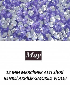 12 MM MERCİMEK ALTI SİVRİ RENKLİ AKRİLİK-SMOKED VIOLET