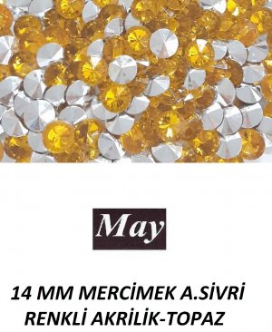 14 MM MERCİMEK ALTI SİVRİ RENKLİ AKRİLİK-TOPAZ