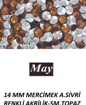 14 MM MERCİMEK ALTI SİVRİ RENKLİ AKRİLİK-SMOKED TOPAZ