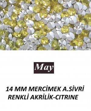 14 MM MERCİMEK ALTI SİVRİ RENKLİ AKRİLİK-CITRINE