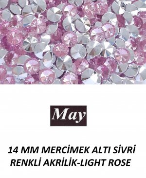 14 MM MERCİMEK ALTI SİVRİ RENKLİ AKRİLİK-LIGHT ROSE