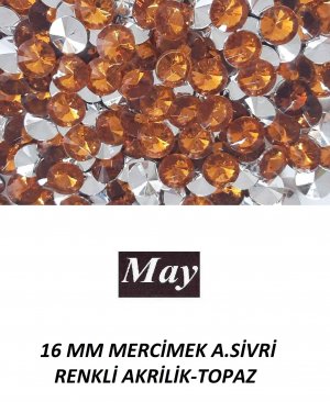 16 MM MERCİMEK ALTI SİVRİ RENKLİ AKRİLİK-TOPAZ