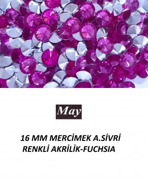 16 MM MERCİMEK ALTI SİVRİ RENKLİ AKRİLİK-FUCHSIA