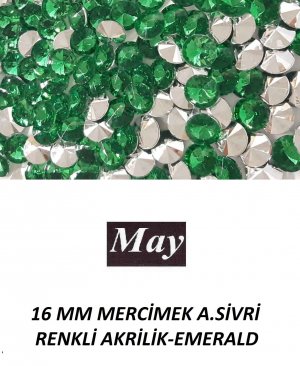 16 MM MERCİMEK ALTI SİVRİ RENKLİ AKRİLİK-EMERALD