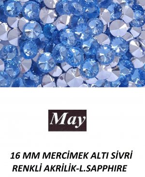 16 MM MERCİMEK ALTI SİVRİ RENKLİ AKRİLİK-LIGHT SAPPHIRE