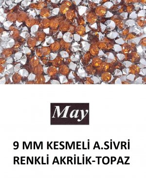 9 MM KESMELİ ALTI SİVRİ RENKLİ AKRİLİK-TOPAZ