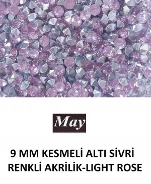 9 MM KESMELİ ALTI SİVRİ RENKLİ AKRİLİK-LIGHT ROSE