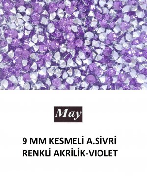 9 MM KESMELİ ALTI SİVRİ RENKLİ AKRİLİK-VIOLET