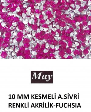 10 MM KESMELİ ALTI SİVRİ RENKLİ AKRİLİK-FUCHSIA