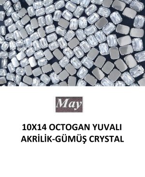 10X14 OCTOGAN YUVALI AKRİLİK-GÜMÜŞ CRYSTAL