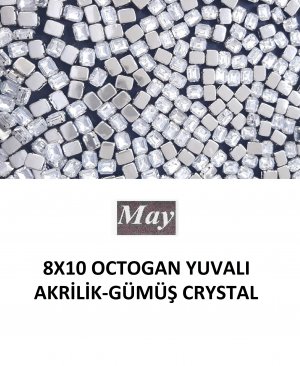 8X10 OCTOGAN YUVALI AKRİLİK-GÜMÜŞ CRYSTAL