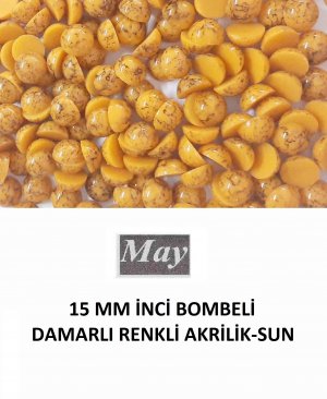 15 MM İNCİ BOMBELİ DAMARLI RENKLİ AKRİLİK-SUN